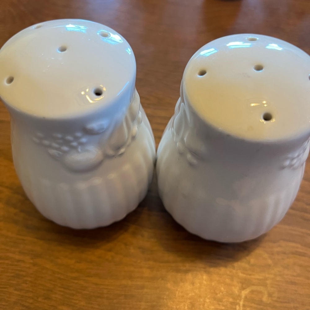 White Ceramic Salt and Pepper Shakers